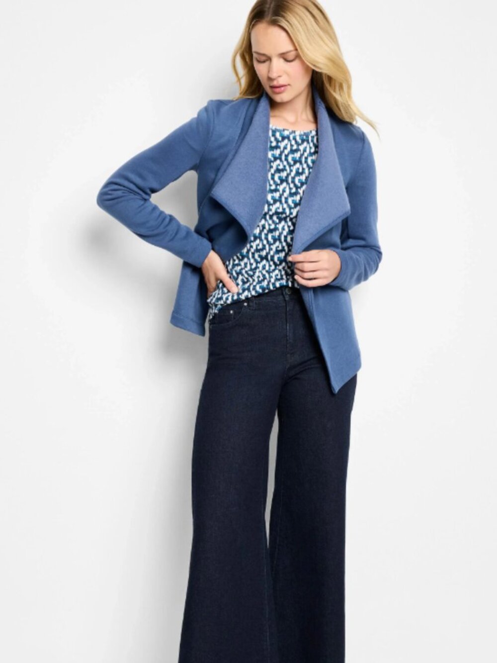 🪷NWT NIC+Zoe Lounge Around Moto Jacket, Ocean, XXL - Picture 2 of 4